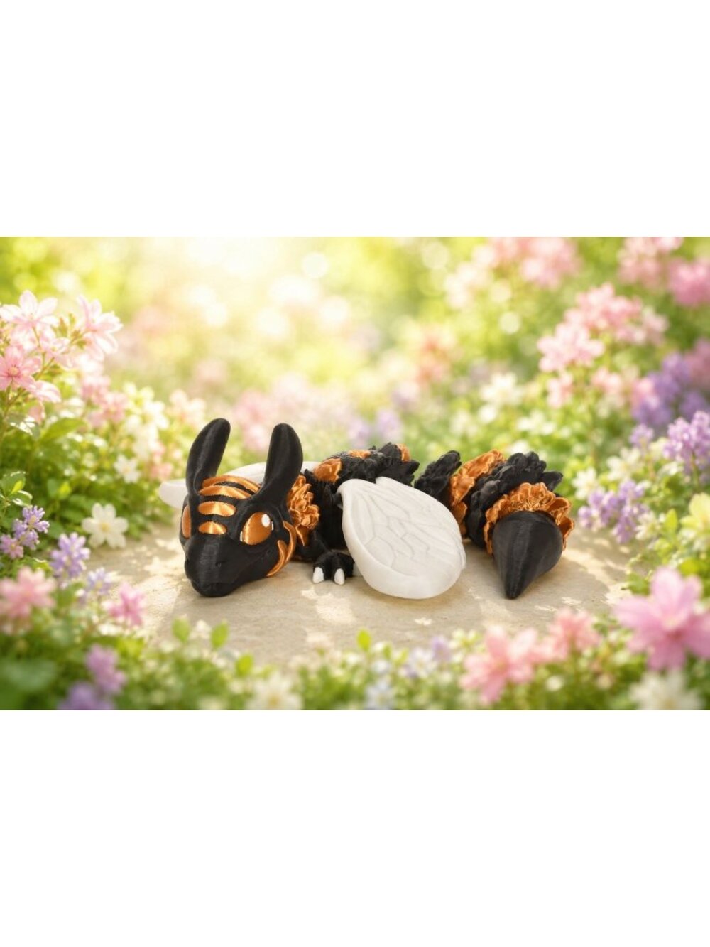 3D Printed Articulated Baby Bumblebee Dragon Flexi Fidget Toy Cinderwing3D 11"